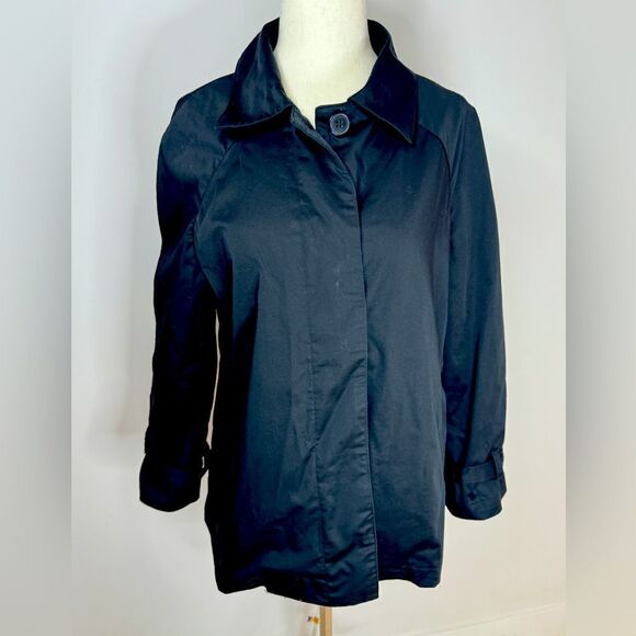 NORMA KAMALI Jacket Black Cropped Swing Lightweight Coat Women's Sz 10 - Picture 1 of 7